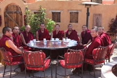 Tibetan Monks of Drepung Loseling Monastery (Mystical Arts of Tibet tour) offer blessing prayers for Inn of The Five Graces, it’s staff and many guests. With managing partner Sharif Seret.
