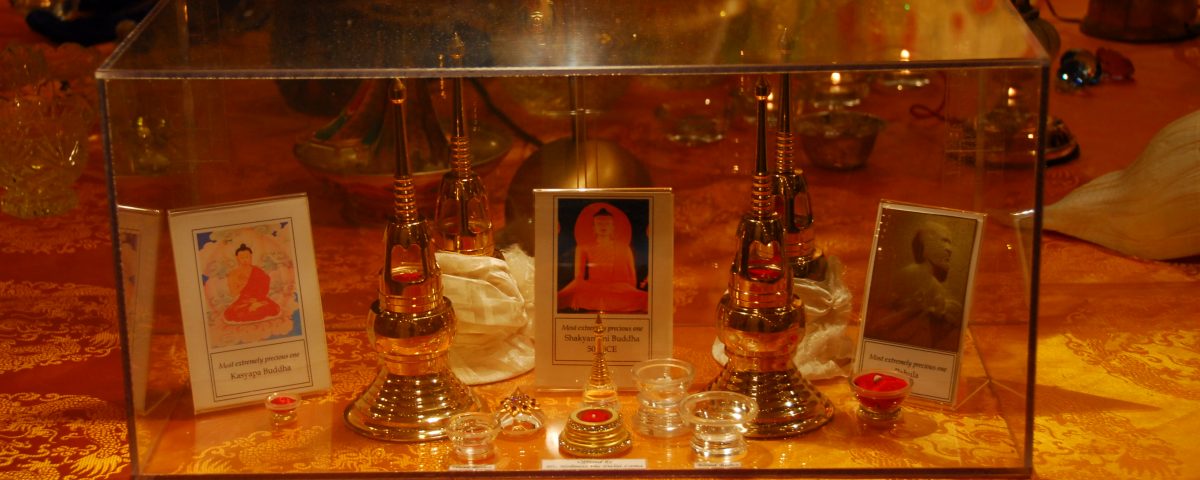 A display showing some of the sacred relic available for viewing at Seret & Sons during the Heart Shrine Relic Tour.