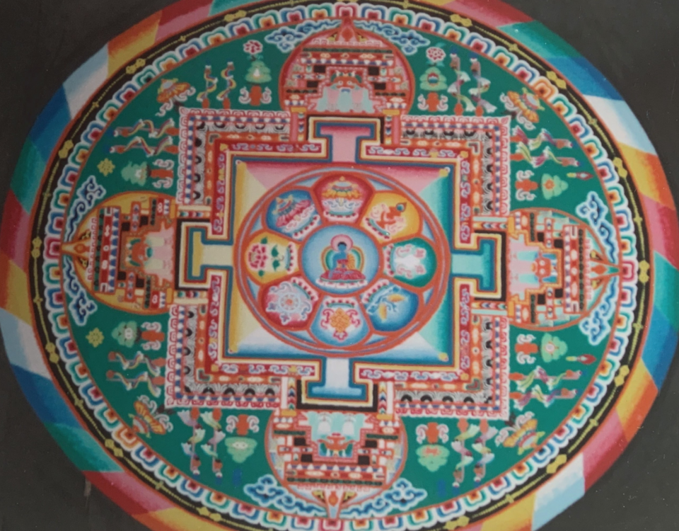 Sand Mandala made by the Monks of the Drepung Loseling Monastery on the Mystical Arts of Tibet Tour. Santa Fe, NM